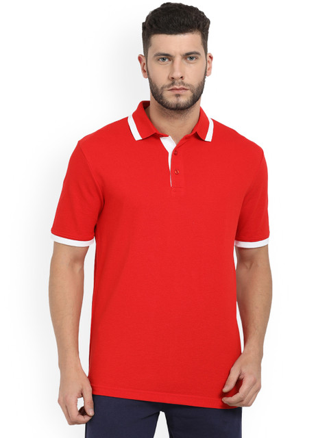 

Puma Men Red Solid Polo Collar Men ESS Pique Tipping Polo