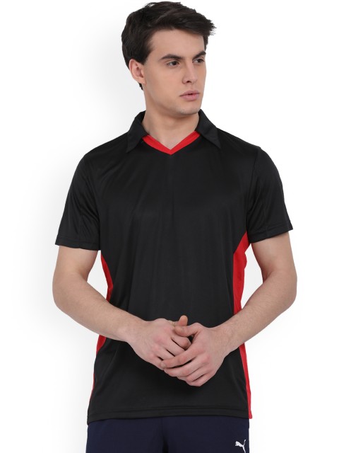 

Puma Men Black Colourblocked Polo Collar T-shirt