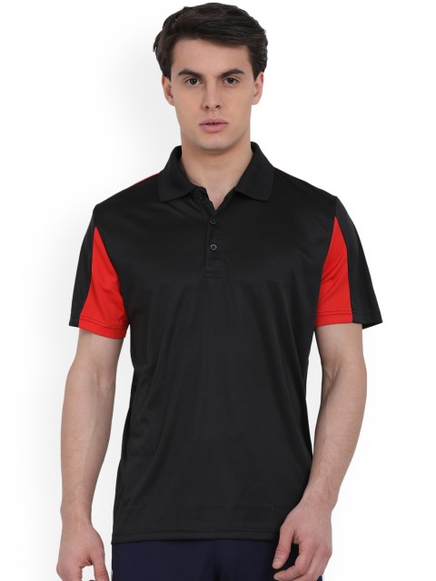 

Puma Men Black & Red Colourblocked Polo Collar T-shirt