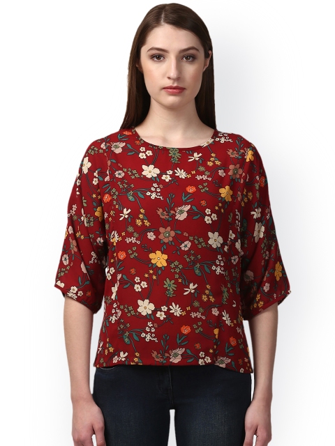 

Park Avenue Women Red Printed Boxy Top