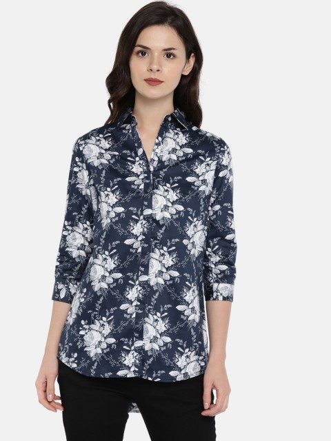 

Park Avenue Woman Navy Blue Regular Fit Printed Casual Shirt