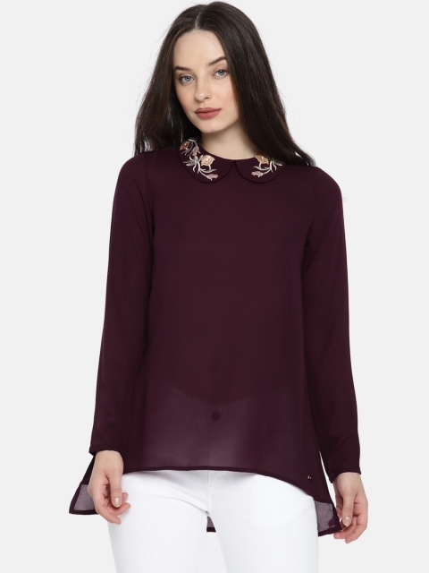 

Park Avenue Woman Burgundy Self Design Top, Violet