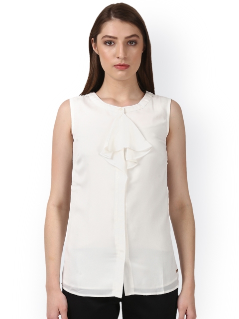 

Park Avenue Women White Solid Shirt Style Top