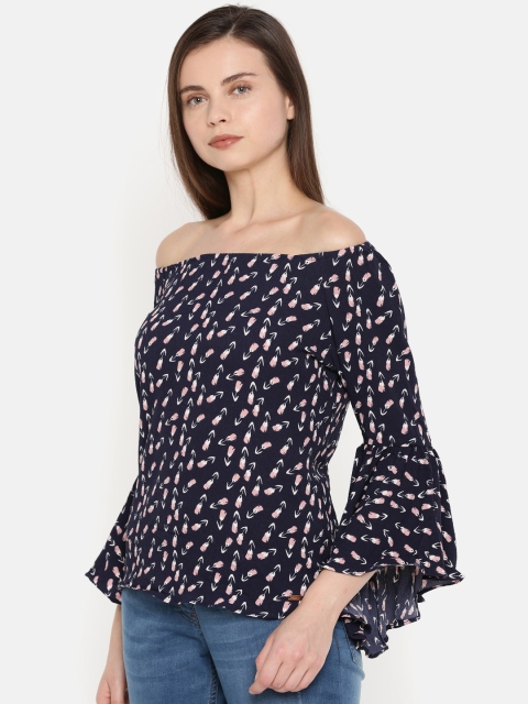 

Park Avenue Women Blue Printed Bardot Top