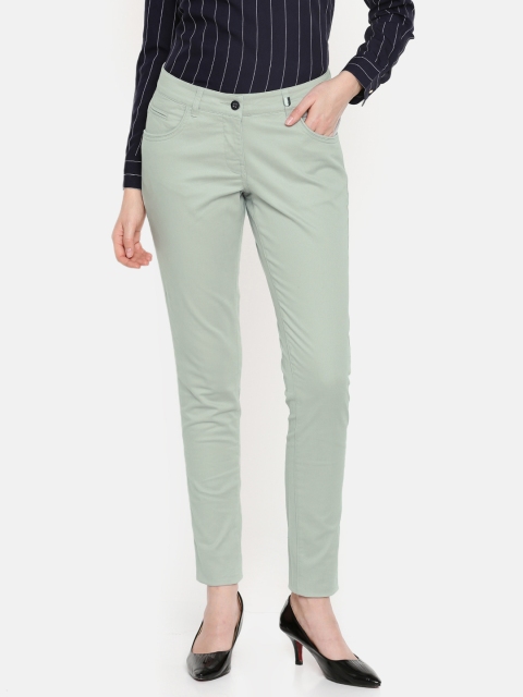 

Park Avenue Women Grey Tapered Fit Solid Regular Trousers