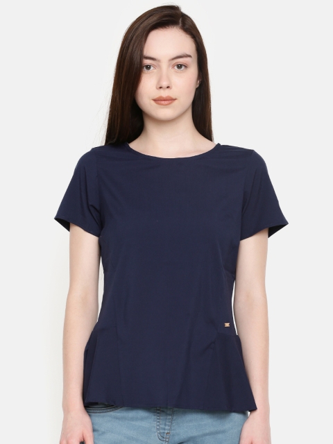 

Park Avenue Women Blue Solid Peplum Top
