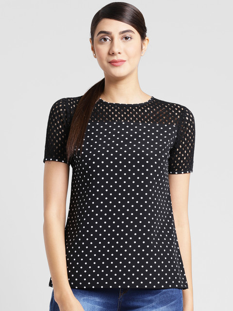 

plusS Women Black Printed Top
