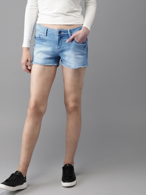 

Moda Rapido Women Blue Washed Regular Fit Denim Shorts