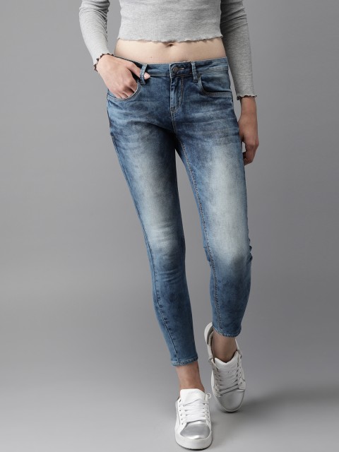 

HERE&NOW Women Blue Skinny Fit Mid-Rise Clean Look Stretchable Cropped Jeans