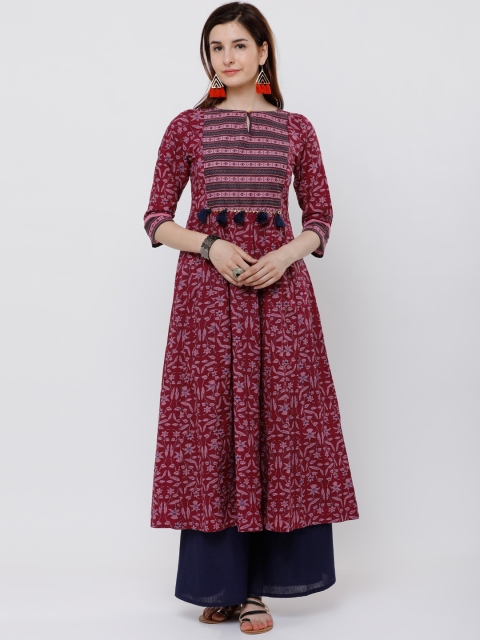 

Vishudh Women Magenta Printed Anarkali Kurta
