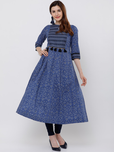 

Vishudh Women Blue Printed Anarkali Kurta