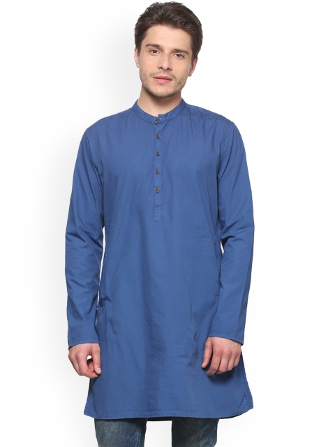 

Peter England Men Blue Solid Straight Kurta
