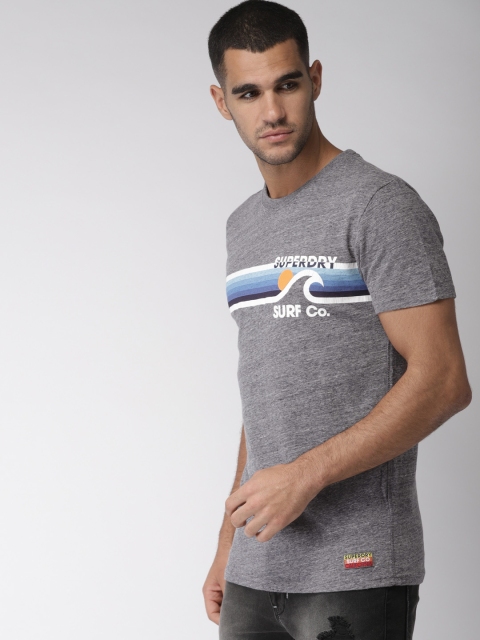 

Superdry Men Grey Printed Round Neck T-Shirt