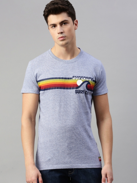

Superdry Men Blue Striped Round Neck T-shirt