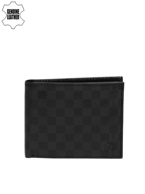

Peter England Statements Men Black Textured Leather Two Fold Wallet