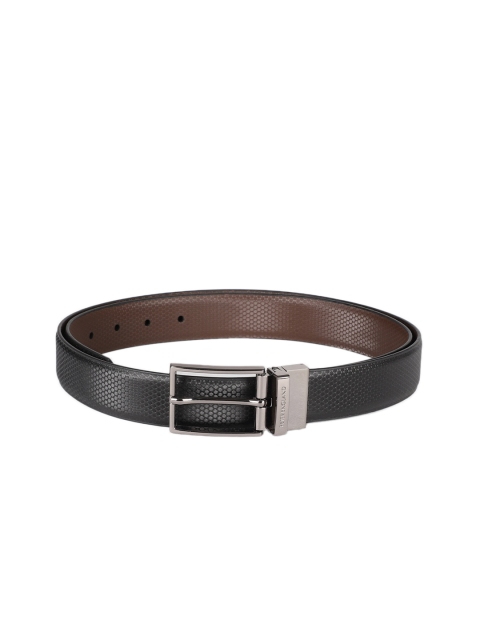 

Peter England Men Reversible Black & Brown Textured Belt
