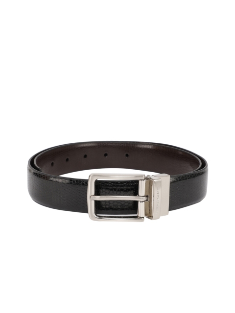 

Peter England Men Reversible Black & Brown Textured Belt