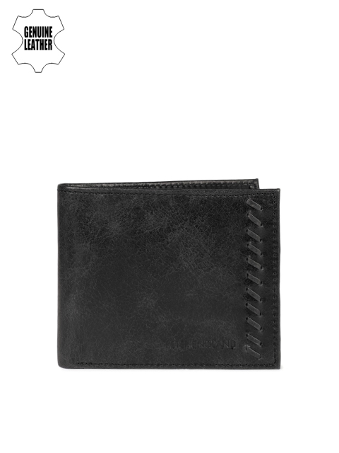 

Peter England Men Black Solid Two Genuine Leather Fold Wallet