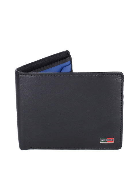 

Peter England Men Black & Blue Colourblocked Two Fold Wallet