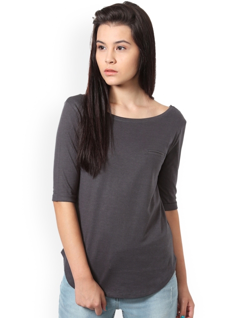 

People Women Grey Solid Top