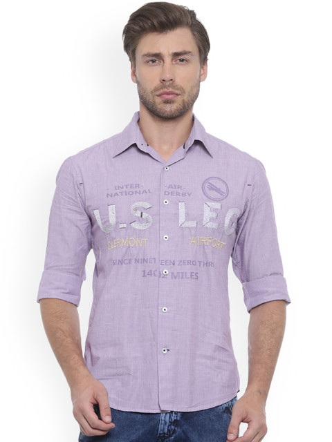 

Flyrs Club Men Purple Smart Smart Slim Fit Printed Casual Shirt
