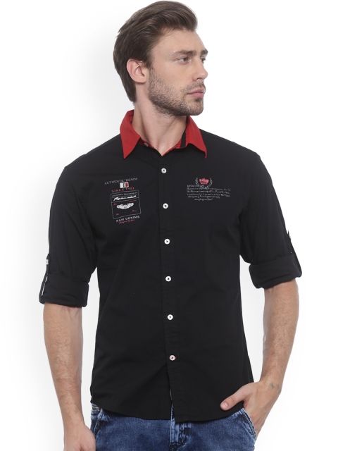 

Flyrs Club Men Black Smart Smart Slim Fit Solid Casual Shirt