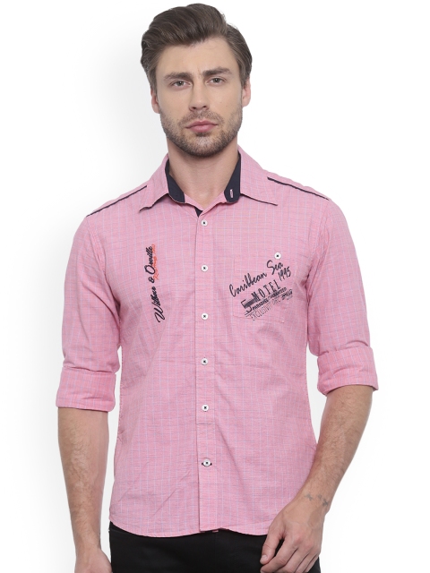 

Flyrs Club Men Pink Smart Slim Fit Checked Casual Shirt