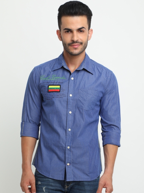 

Flyrs Club Men Blue Smart Slim Fit Striped Casual Shirt
