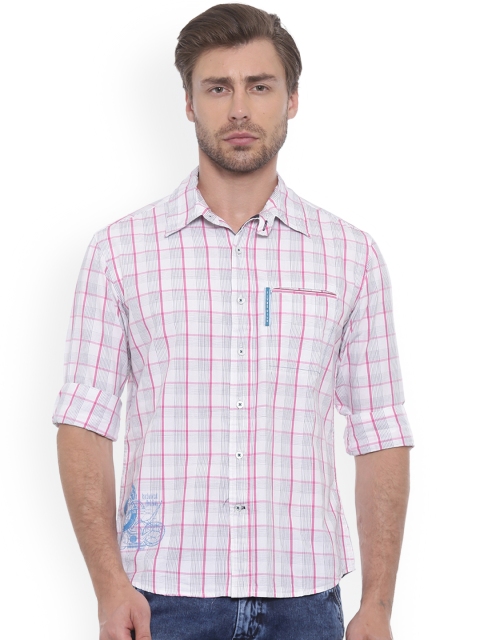 Flyrs Club Men Pink Smart Slim Fit Checked Casual Shirt