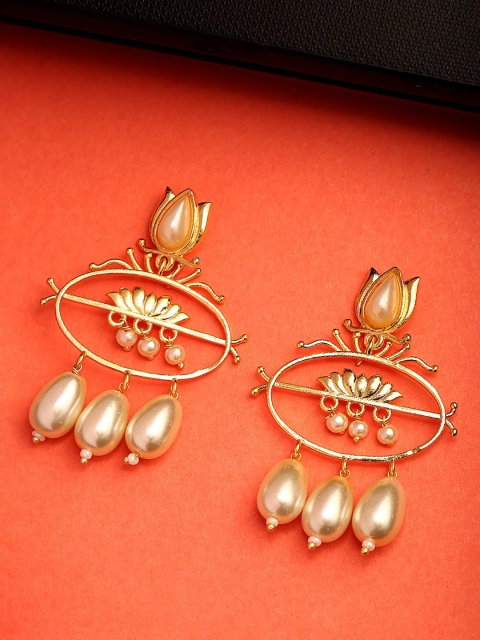 

Voylla Gold-Toned Oval Drop Earrings