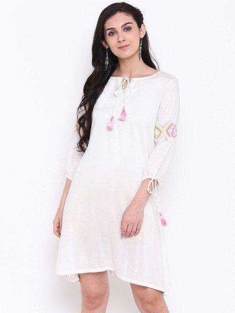 

Shakumbhari White Embroidered Tunic