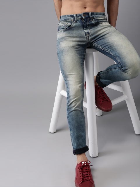 

HERE&NOW Men Blue Skinny Fit Mid-Rise Clean Look Stretchable Jeans