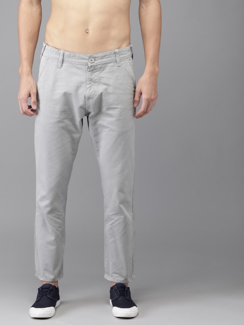 

Moda Rapido Men Grey Slim Fit Solid Cropped Chinos