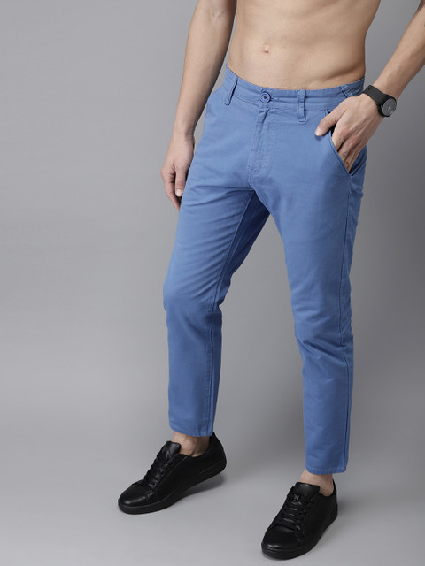 

Moda Rapido Men Blue Slim Fit Solid Cropped Chinos