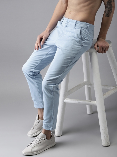 

Moda Rapido Men Blue Slim Fit Solid Cropped Chinos