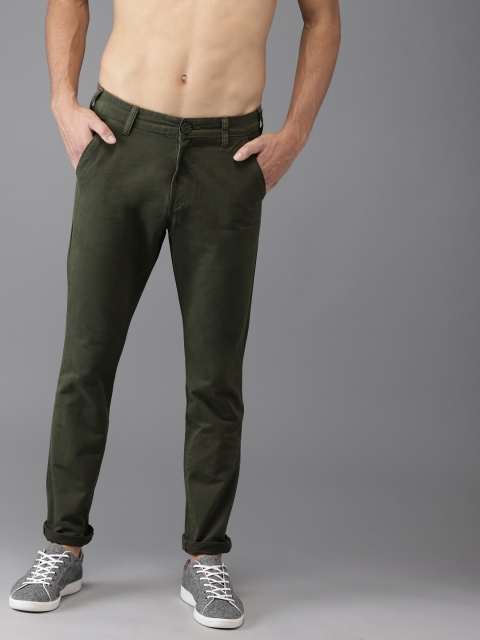 

Moda Rapido Men Olive Green Slim Fit Solid Chinos