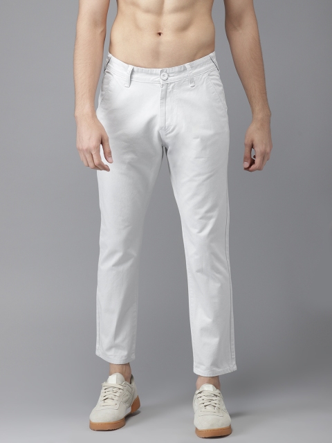 

HERE&NOW Men Grey Slim Fit Solid Cropped Regular Trousers