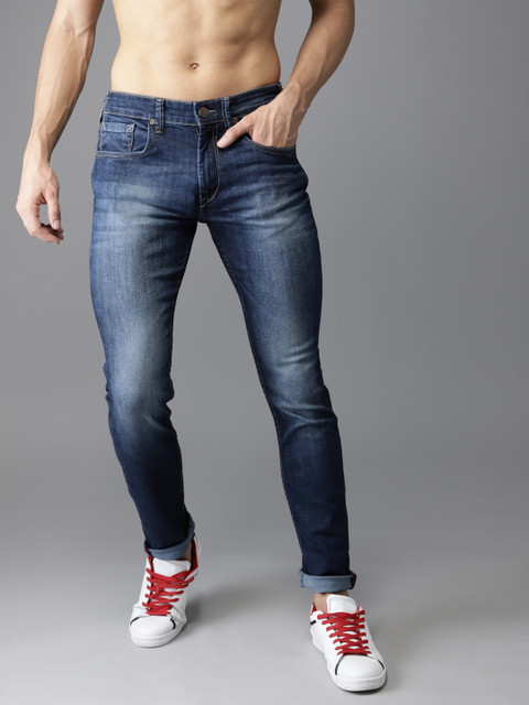 

HERE&NOW Men Blue Skinny Fit Mid-Rise Clean Look Stretchable Jeans