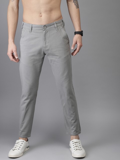 

Moda Rapido Men Grey Slim Fit Solid Cropped Chinos