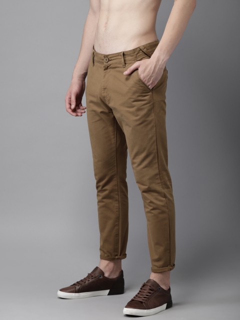 

HERE&NOW Men Brown Solid Cropped Chinos