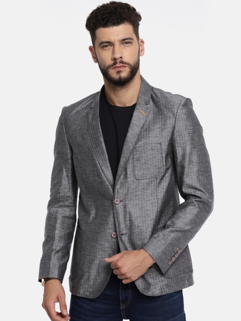 

The Indian Garage Co Grey Self-Design Single-Breasted Casual Blazer