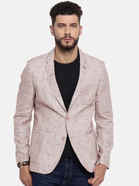 

The Indian Garage Co Brown Checked Single-Breasted Casual Blazer