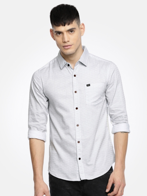 

The Indian Garage Co Men Grey Slim Fit Printed Casual Shirt
