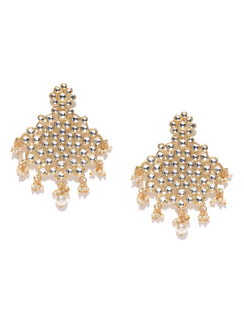 

Zaveri Pearls Off-White Gold-Plated Classic Drop Earrings