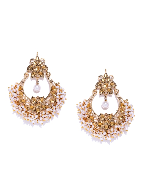 

Zaveri Pearls Off-White Gold-Plated Crescent Shaped Chandbalis