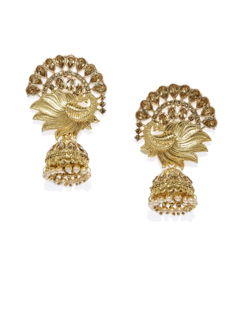 

Zaveri Pearls Women Gold-Toned Gold-Plated Peacock Shaped Jhumkas