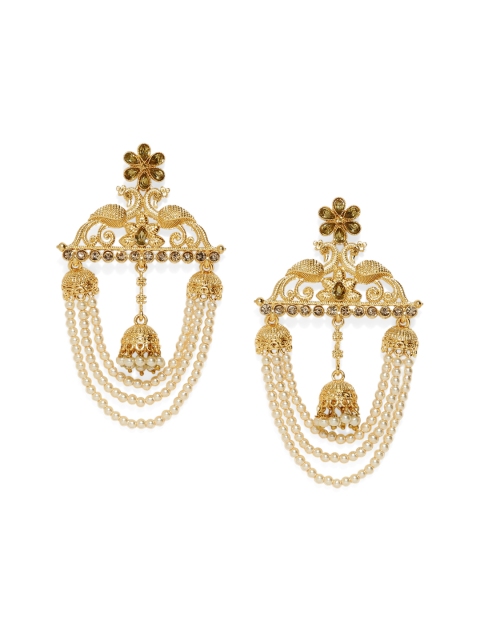 

Zaveri Pearls Gold-Toned & White Contemporary Drop Earrings