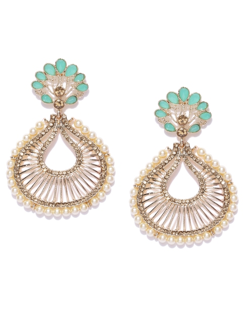 

Zaveri Pearls Green & Off-White Gold-Plated Classic Drop Earrings