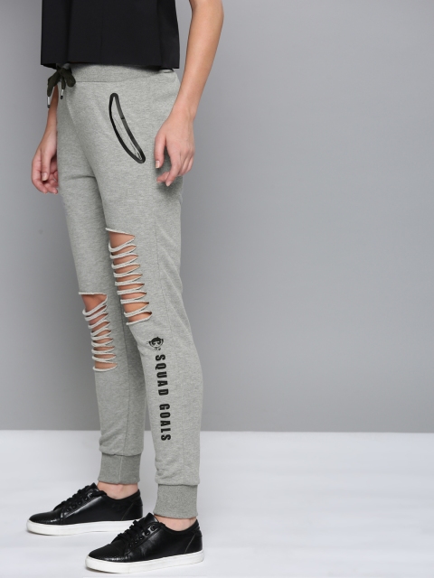 

Powerpuff Girls Women Grey Melange Solid Ribbed Straight Fit Joggers