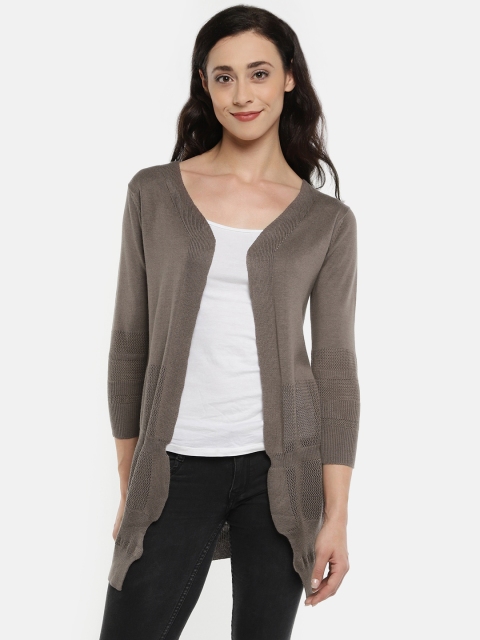 

Manola Brown Solid Open Front Longline Shrug